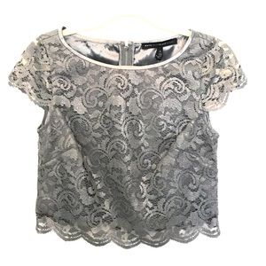 Steel Gray Lace Top